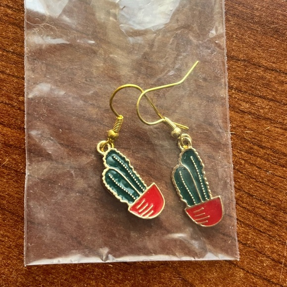 Authentic Handmade Navajo Indian Cactus Earrings - Picture 4 of 4